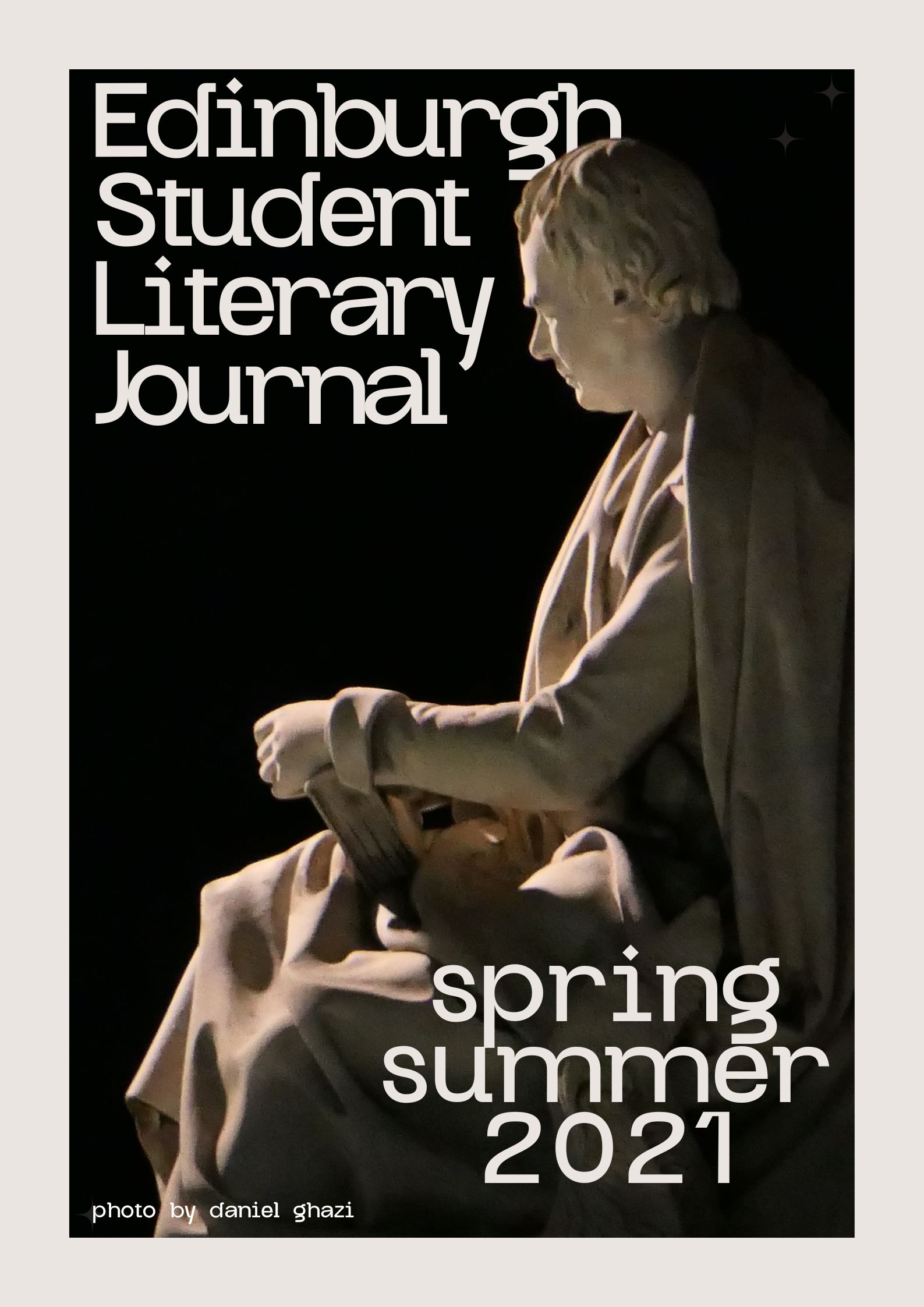 cover for the spring summer 2021 issue with a photo of David Hume’s statue by Daniel Ghazi